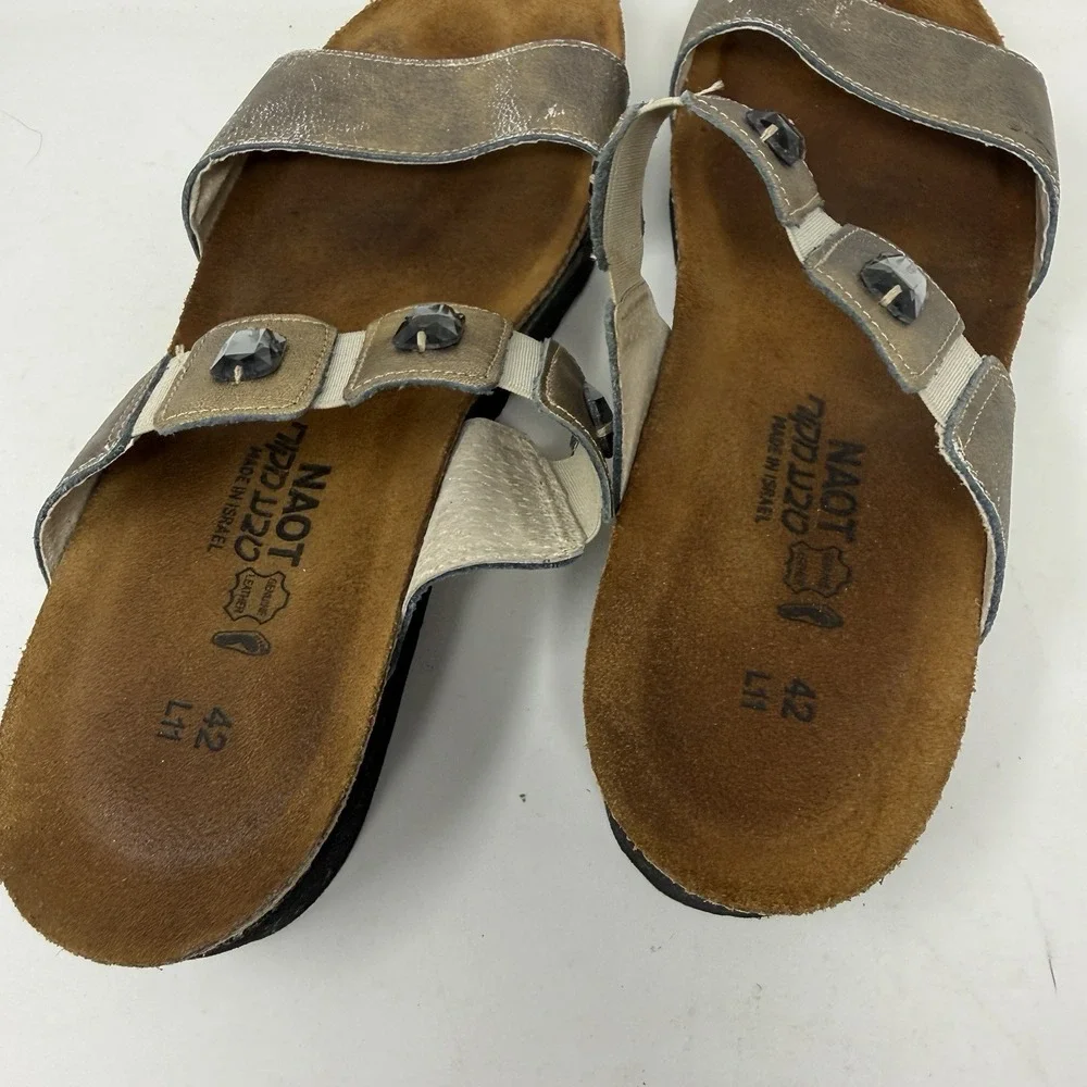 Naot Sandals Womens 11 / 42  Ashley Leather Metallic Wedge Comfort Shoes